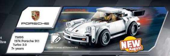 The leaked catalog entry for the new white 1974 Porsche 911 Turbo 3.0, set 75895.