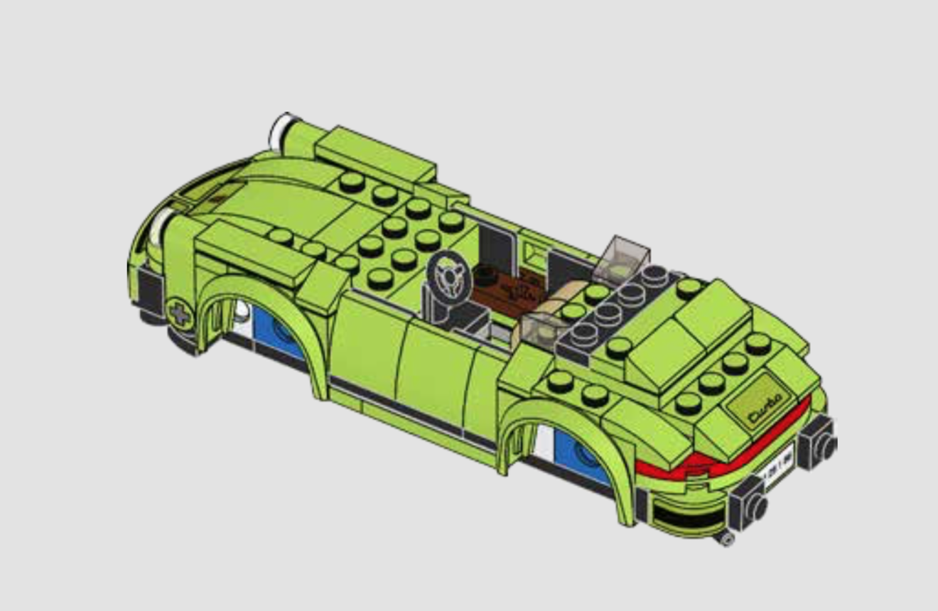 A half-built instruction diagram from the currently released green 911 Turbo 3.0 makes it easy to spot these parts in context