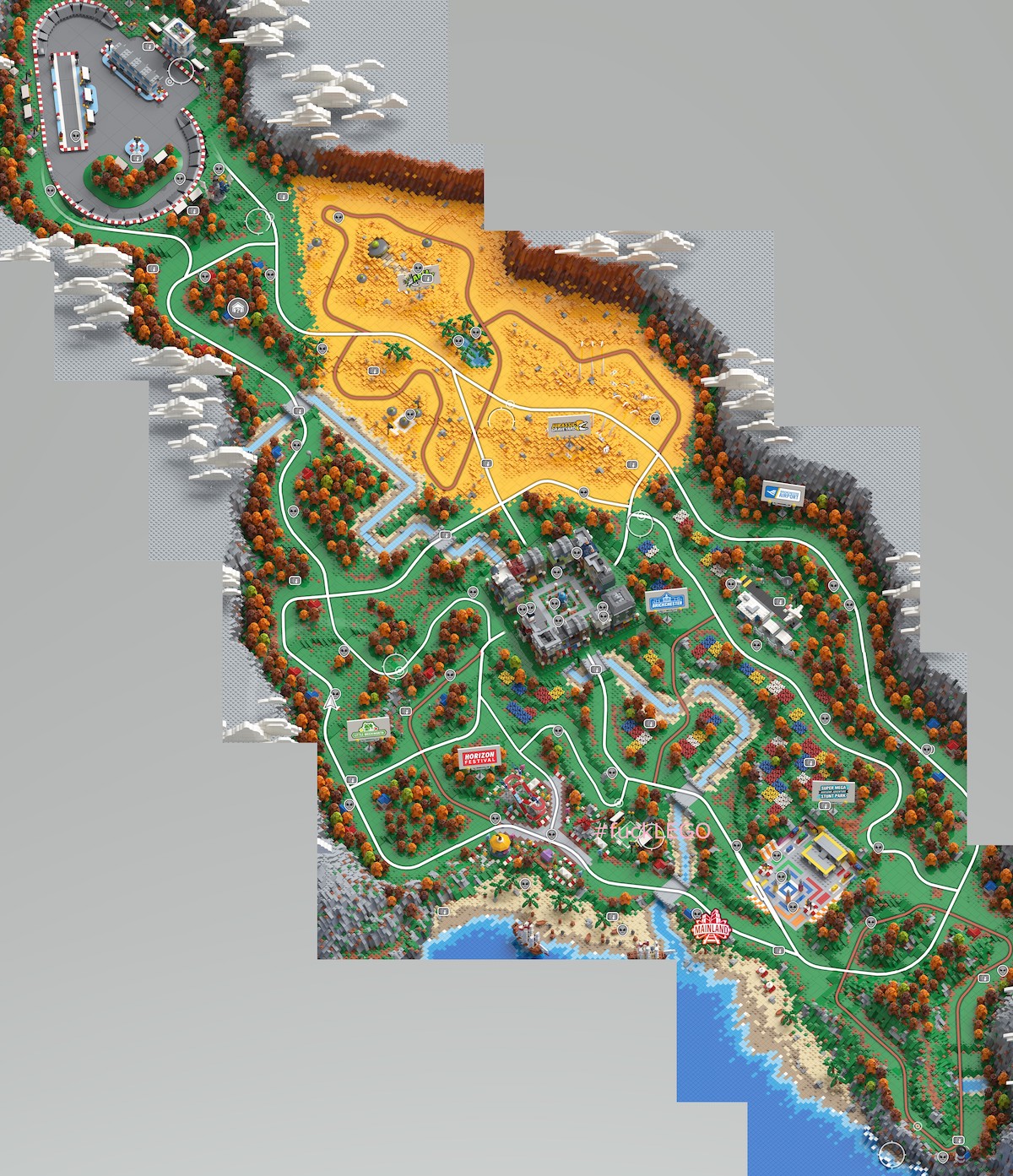 The Forza Horizon 4 LEGO Speed Champions world map.