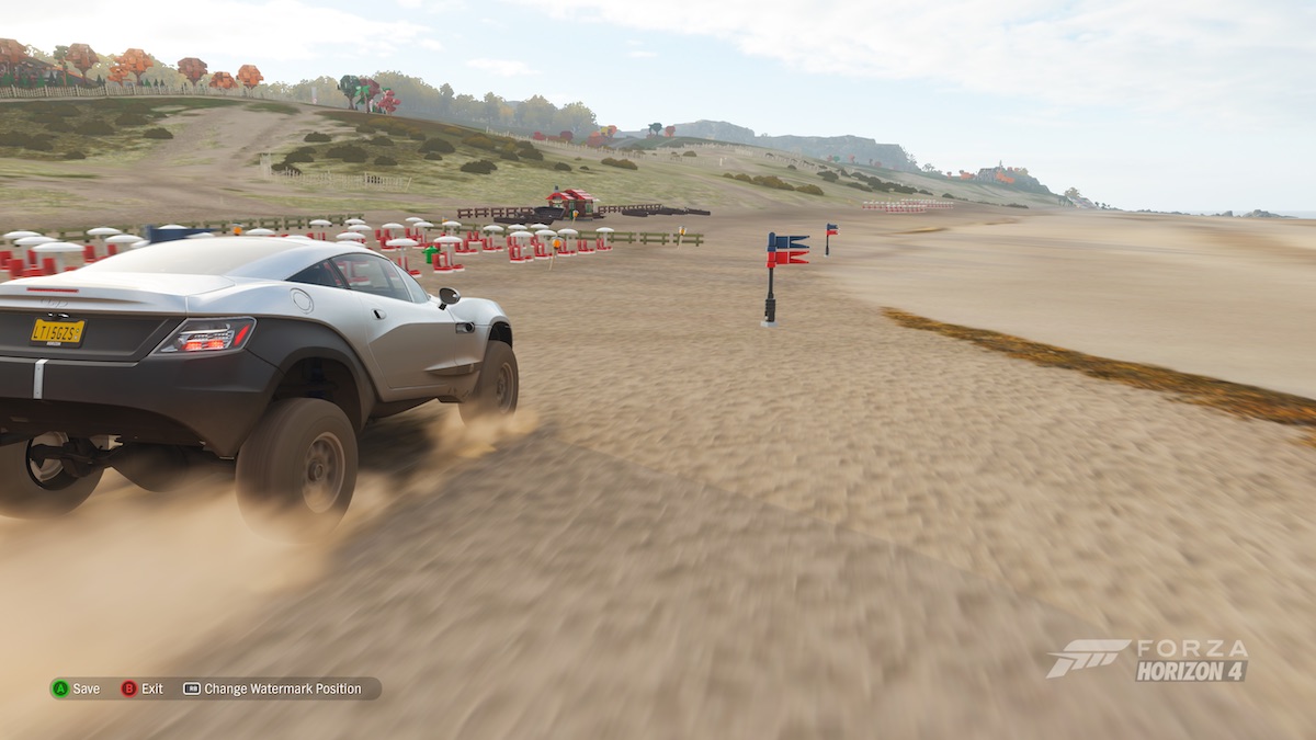 Those offroad tyres come in handy given the flags are based around the beach area. It's good fun smashing through the flags to get this challenge completed.
