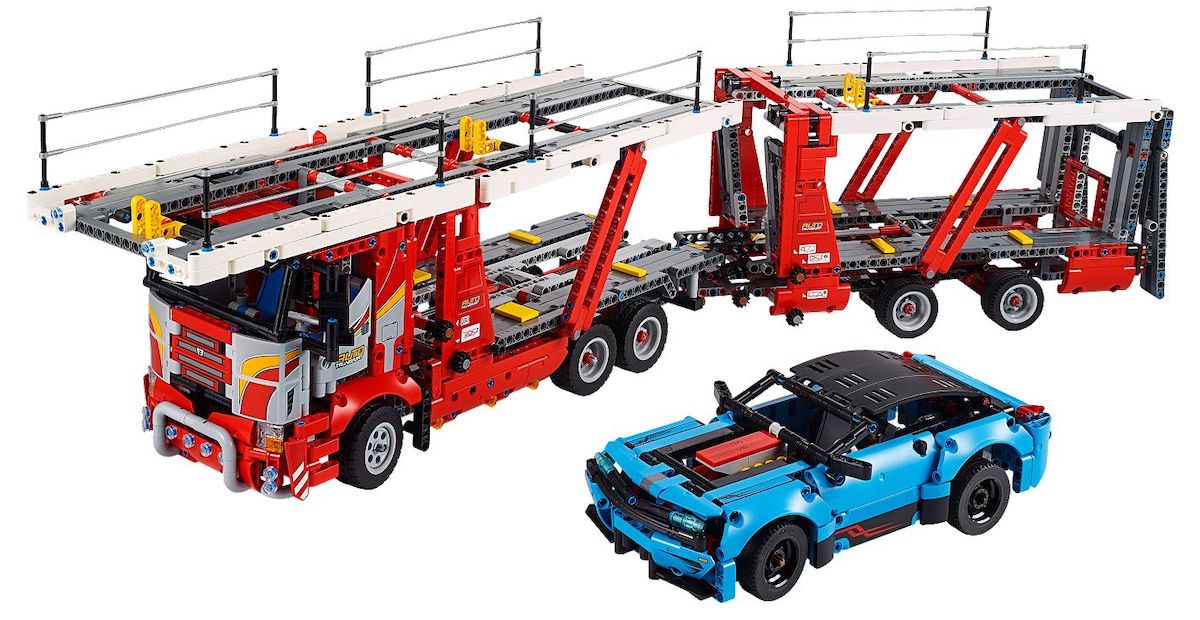 The LEGO Technic Car Transporter (set 42098) is due out in a couple of weeks and comes with this relatively plain car.