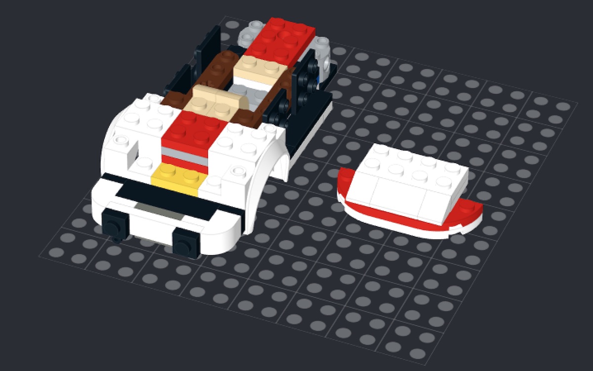 Building the Porsche 911 Turbo in Studio, here half complete with the chassis coming together. There's nothing unfamiliar here to the regular LEGO set builder. The 'Snap' option makes it straightforward to put the model together.