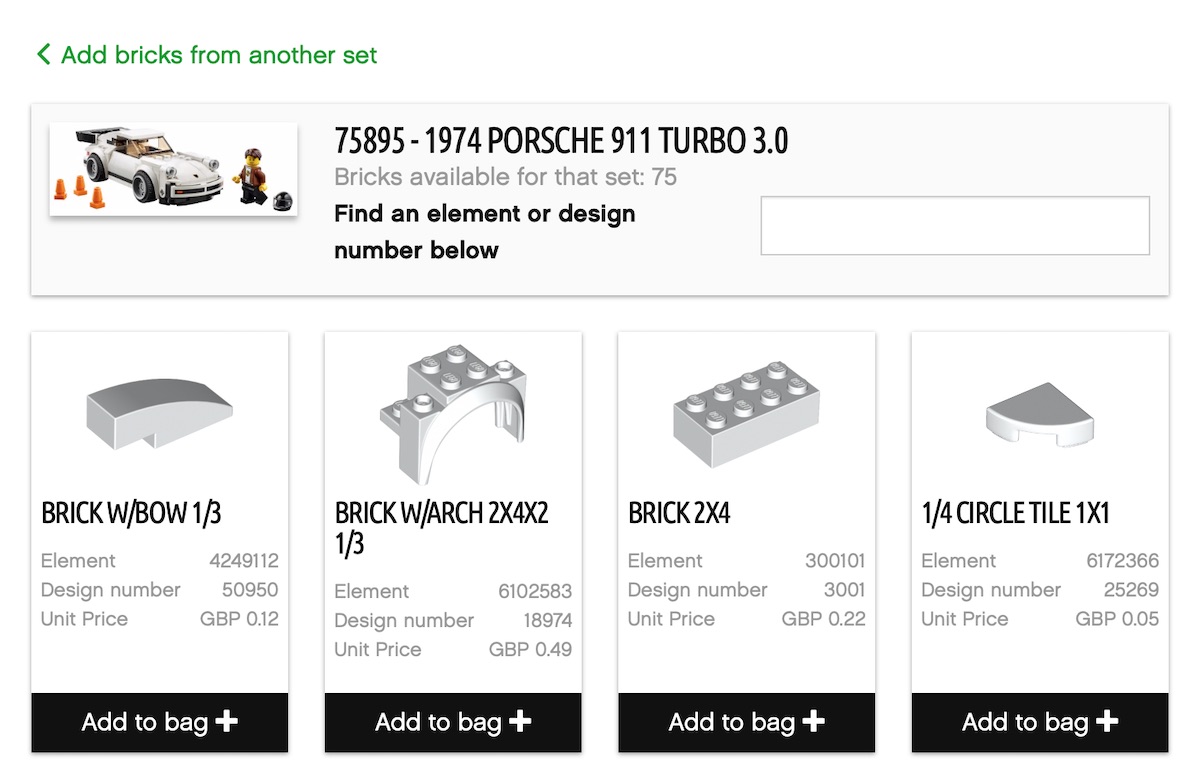 LEGO's Bricks and Pieces service lets you order replacement parts for existing set numbers. When you're customizing, or building a MOC this can be super useful to find element numbers, design numbers, colours or just part names.