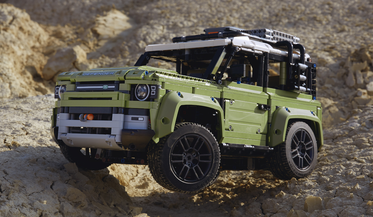 The LEGO Technic Land Rover Defender, set 42110, in action on the rocky plain. Available from today, October 1st.