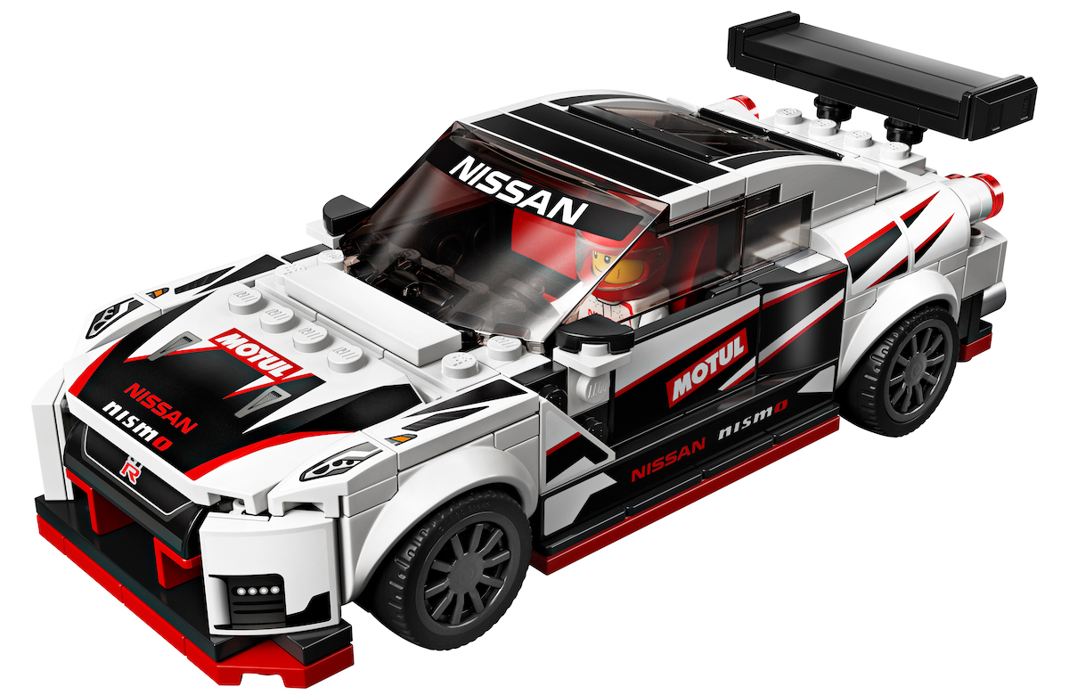 The LEGO Speed Champions Nissan GT-R Nismo, set 76896, announced for release in January 2020 and representing the vehicle in a motorsports livery.