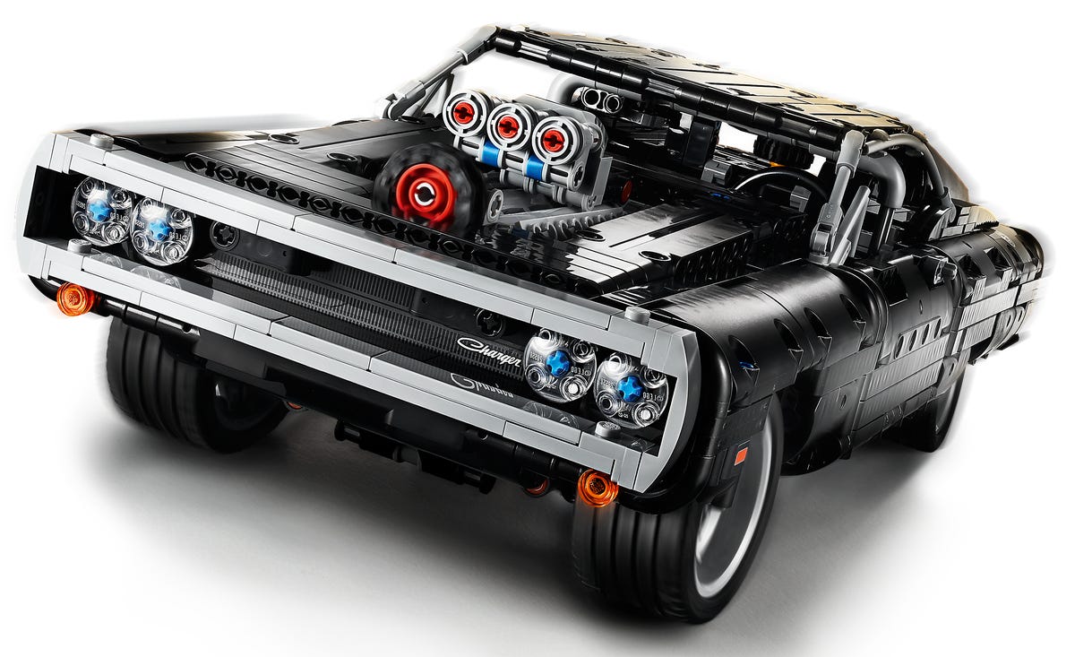 The aggresive front end of the 70s Dodge Charger R/T as driven by Domenic Toretto in the Fast and Furious movie franchises. We're seeing this 1000 piece LEGO Technic set as a first licencing move between the two brands.