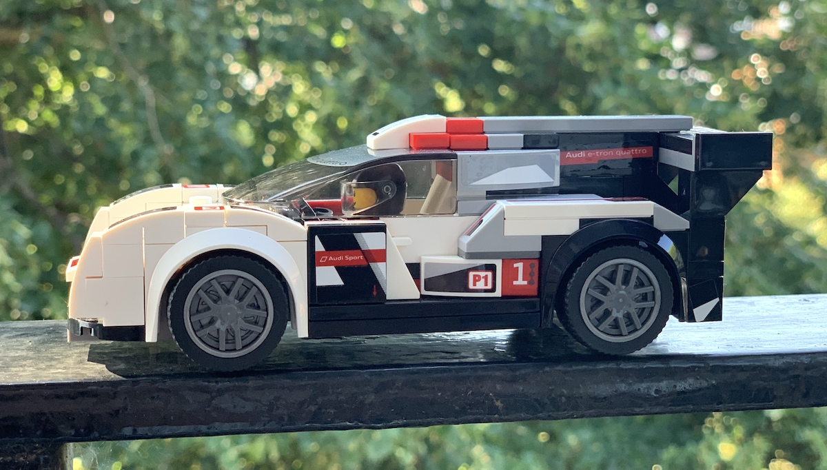 The side of the R18 shows good detailing, although I feel the model is a little high for a Le Mans Prototype LMP1 car - the later Porsche 919 Hybrid Speed Champions model deals with this better. The lack of sponsor graphics detracts from the realism of the model quite a lot.