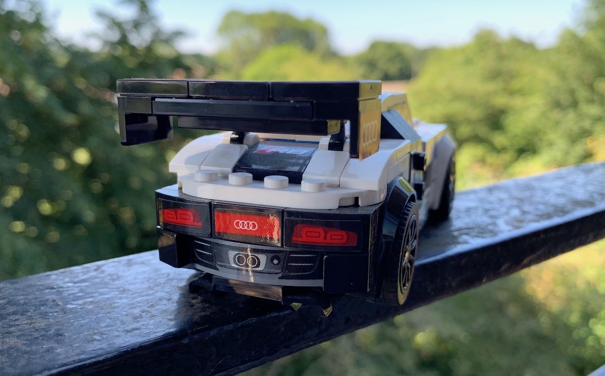 The rear end of this model is great, with full width stickering for the rear lights and Audi badge. The tailpipes and trademark rear vent grilles from the R8 being a sticker is a nice trade-off to capture the detail.