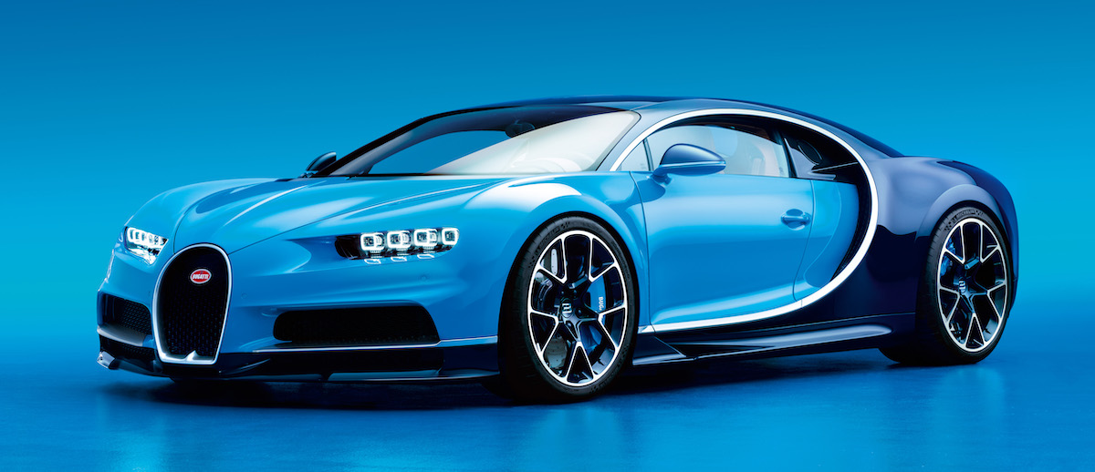 No review could be complete without a reminder of the real thing - the stunning Bugatti Chiron in launch colors, as unveiled at the Geneva Motor Show in 2016.