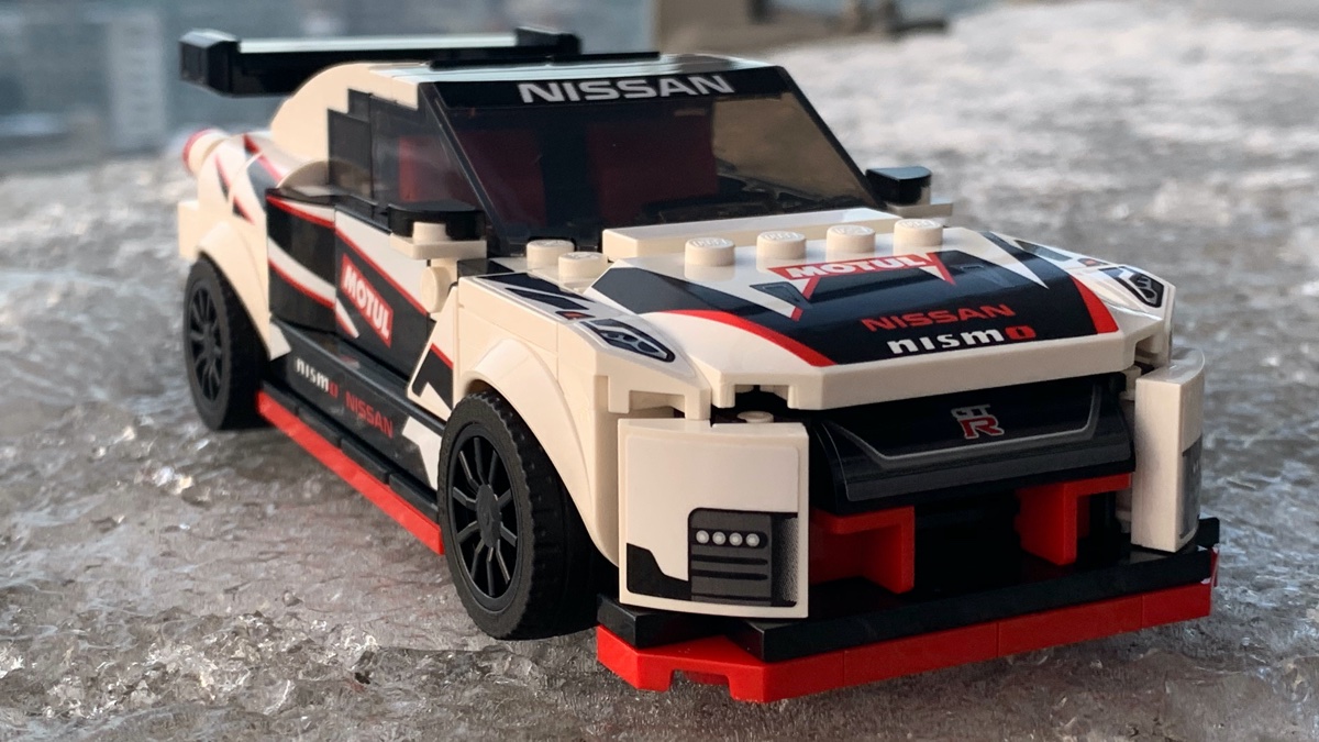 The LEGO Speed Champions Nissan GT-R NISMO, set 76896, looking at home here on ice. Styled after a drift spec GT-R this is the ultimate incarnation of the R35 GT-R and definitely not a vehicle we were expecting to see.